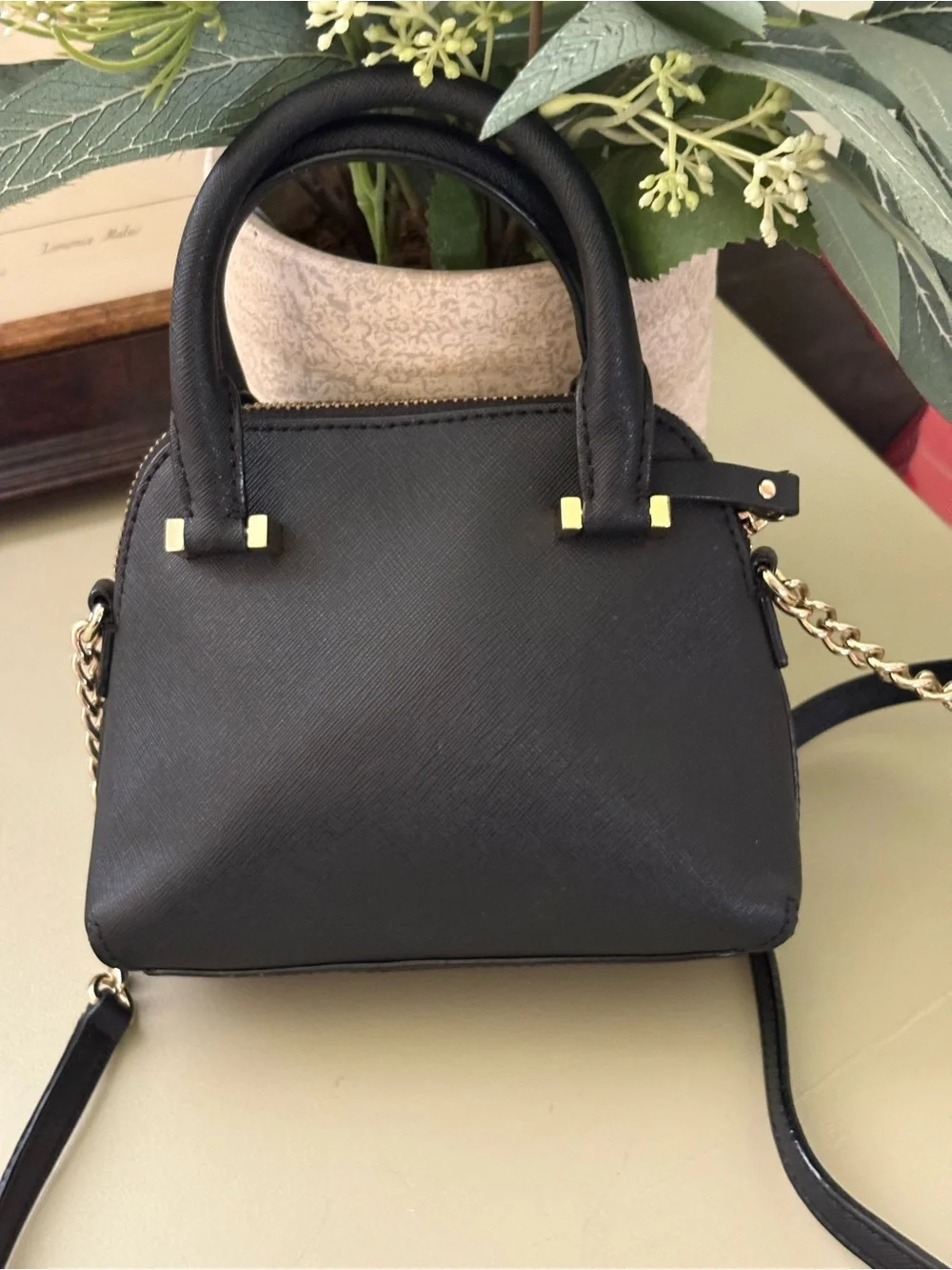Kate Spade Small Black Leather Dome Satchel